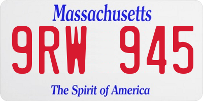 MA license plate 9RW945