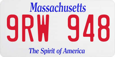 MA license plate 9RW948