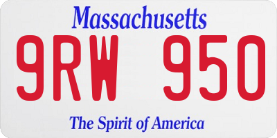 MA license plate 9RW950