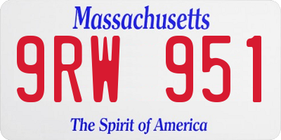 MA license plate 9RW951
