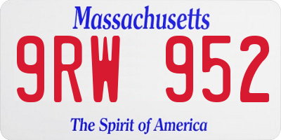 MA license plate 9RW952
