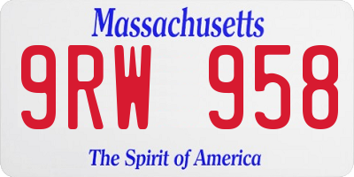 MA license plate 9RW958