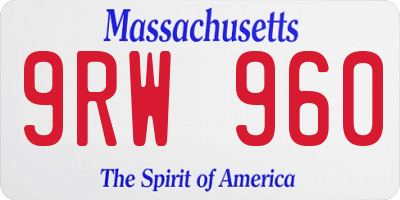 MA license plate 9RW960