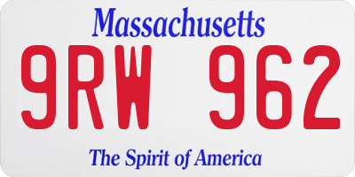 MA license plate 9RW962