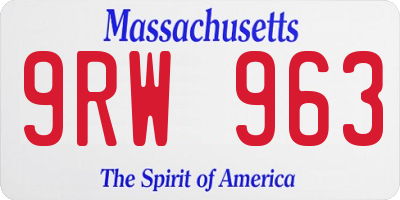 MA license plate 9RW963