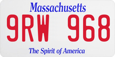 MA license plate 9RW968
