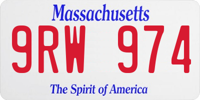 MA license plate 9RW974
