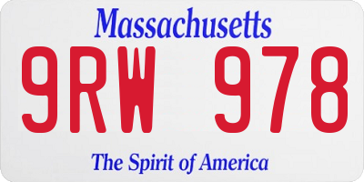 MA license plate 9RW978