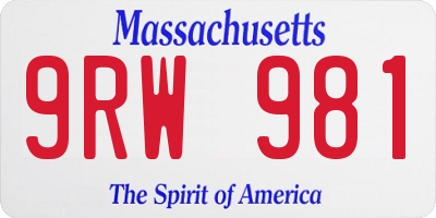 MA license plate 9RW981