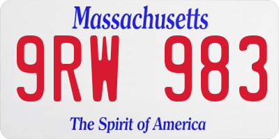 MA license plate 9RW983