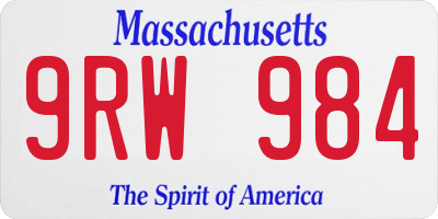 MA license plate 9RW984