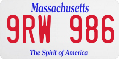 MA license plate 9RW986