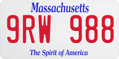 MA license plate 9RW988