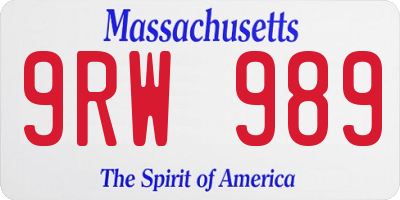 MA license plate 9RW989