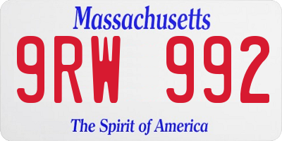MA license plate 9RW992