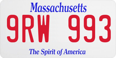 MA license plate 9RW993
