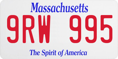 MA license plate 9RW995