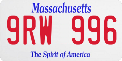 MA license plate 9RW996