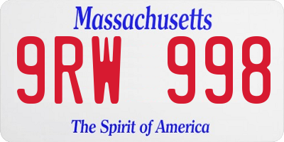 MA license plate 9RW998