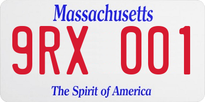 MA license plate 9RX001