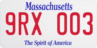 MA license plate 9RX003