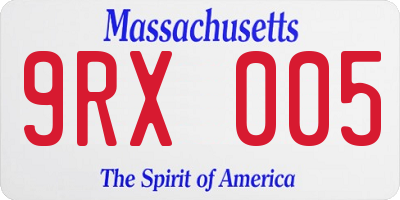 MA license plate 9RX005