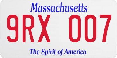 MA license plate 9RX007