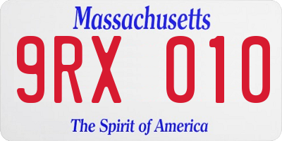 MA license plate 9RX010