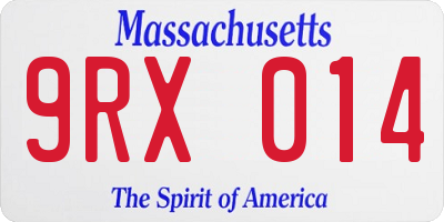MA license plate 9RX014