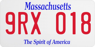 MA license plate 9RX018