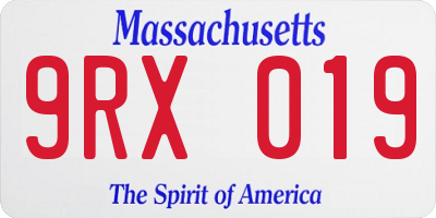 MA license plate 9RX019