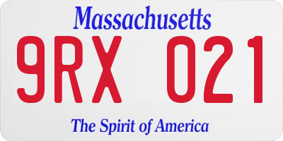 MA license plate 9RX021