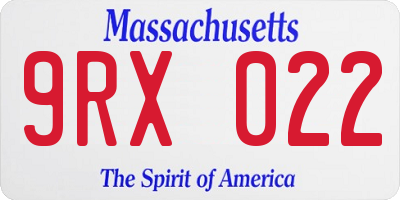 MA license plate 9RX022