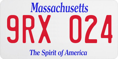 MA license plate 9RX024