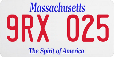 MA license plate 9RX025