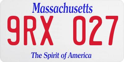 MA license plate 9RX027