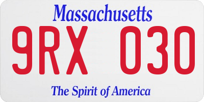 MA license plate 9RX030