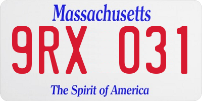 MA license plate 9RX031