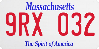 MA license plate 9RX032