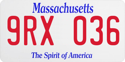 MA license plate 9RX036