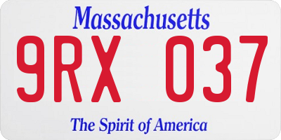 MA license plate 9RX037