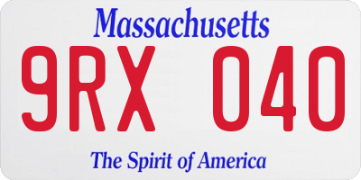 MA license plate 9RX040
