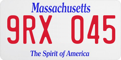 MA license plate 9RX045