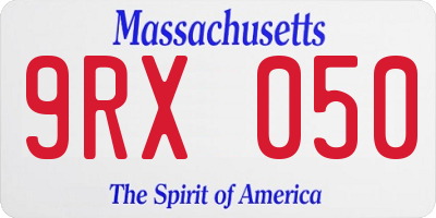 MA license plate 9RX050
