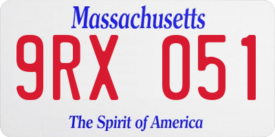 MA license plate 9RX051