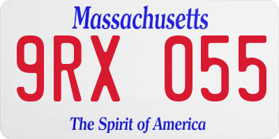 MA license plate 9RX055