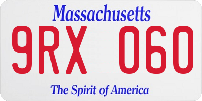 MA license plate 9RX060