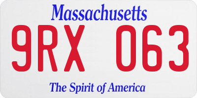 MA license plate 9RX063