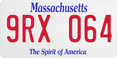 MA license plate 9RX064