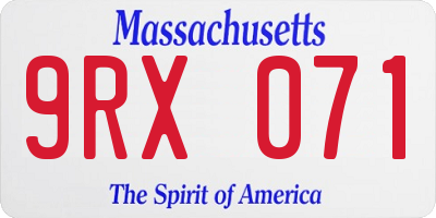 MA license plate 9RX071